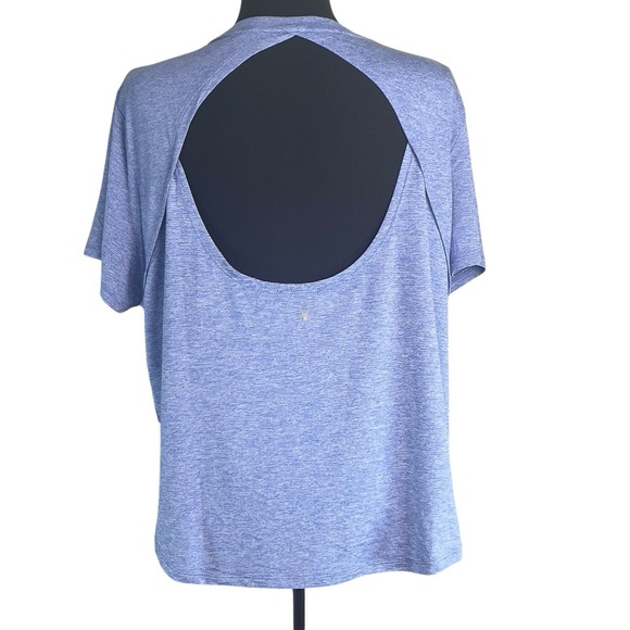 Spyder Active Shirt XL Heather Blue Cutout Back Reflective Pockets 4-way stretch - Picture 3 of 10